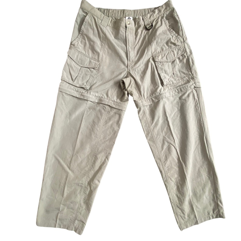Columbia L 38x30 Convertible Cargo Fishing Pants Nylon Green PFG Ripstop Hiking